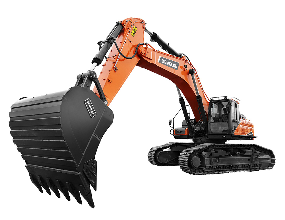 The DX530, a 53-ton large excavator from HD Construction Equipment's DEVELON lineup.